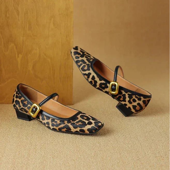 Feline Luxe Leopard Print Mid-Heel Shoes