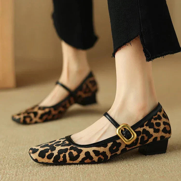 Feline Luxe Leopard Print Mid-Heel Shoes