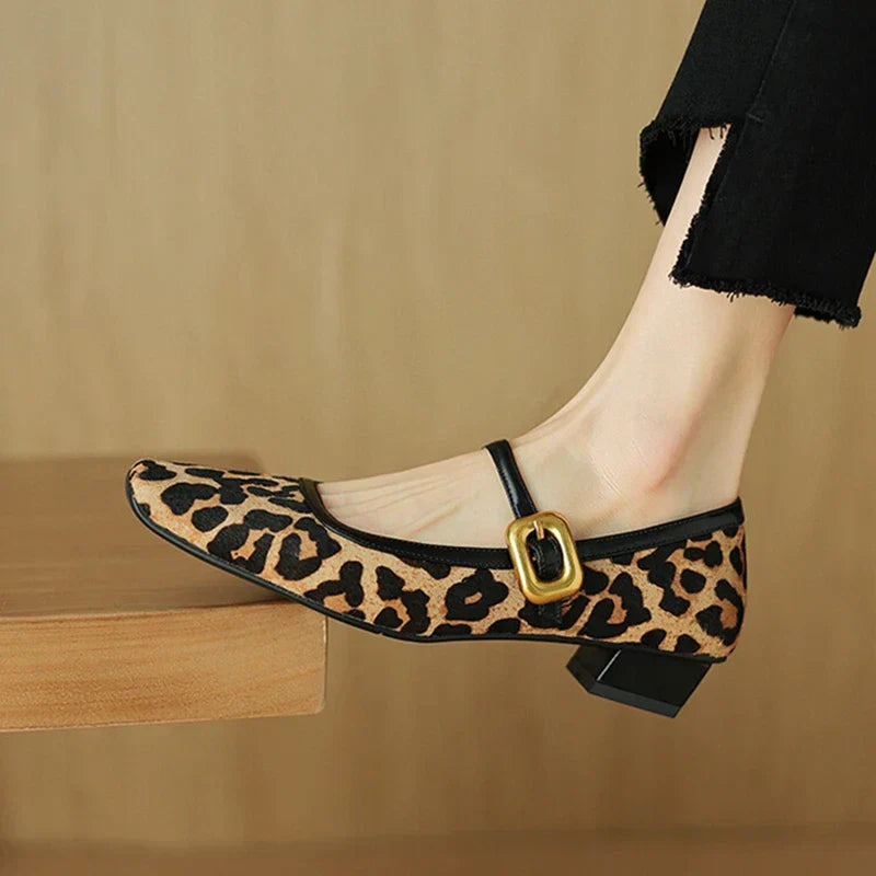 Feline Luxe Leopard Print Mid-Heel Shoes