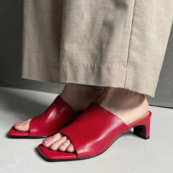 Arlette Rojo Tacón Mules